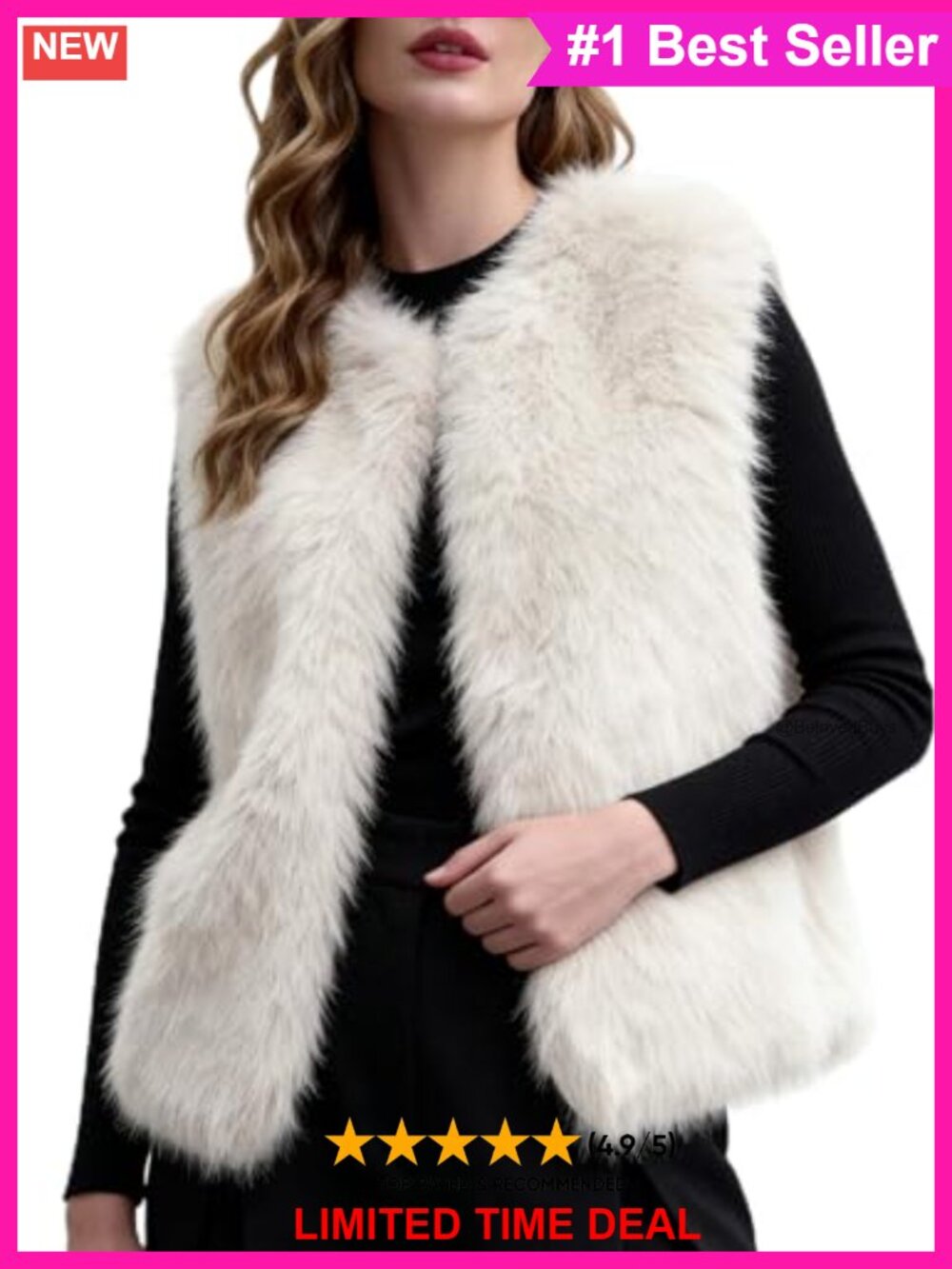 Faux Fur Vest Sleeveless Open Front Layering Fall Winter Women